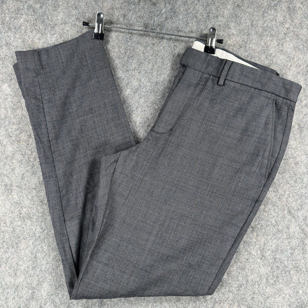 J.Crew Bowery Pants Mens 34x30 (Tag 34x32) Gray Slim Fit Wool Dress Trousers